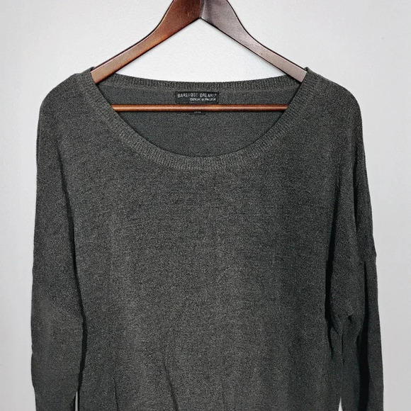Barefoot Dreams CozyChic Ultra Light Slouchy Pullover Sweater Gray Size Medium - Picture 5 of 15